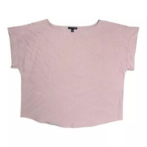 Eileen Fisher Sandwashed Tencel Blouse Bateau Neck Top Women M Pink